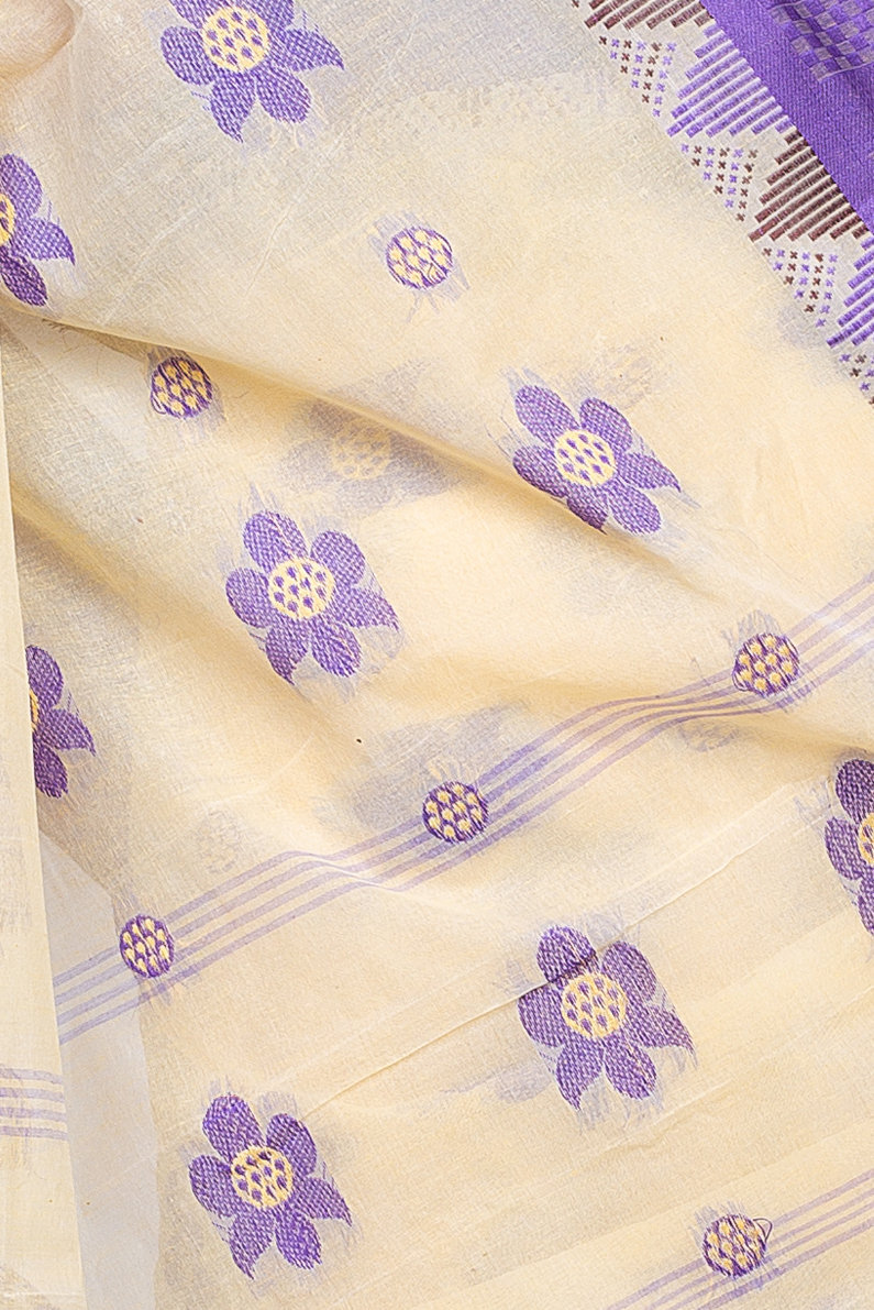 Violet Pure Cotton Palasful Tant Saree (898)